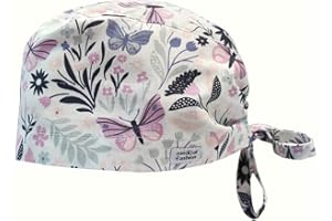MEDIZAL FASHION - OP Haube mit Schnüren, Arzt Kostüm Zubehör Unisex, Hauben Stoff Wiederverwendbare, Krankenschwester Zubehör Baumwolle, Arzt Haube, Medizinische Kappe - Schmetterlingswiese