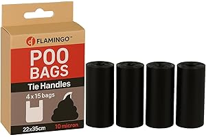 Flamingo Blekz Sacs à Déjections Canines avec Poignées - 60 Pièces, Noir, Ultra-Pratiques et Résistants, Idéal pour Golden Retriever, Bulldog Français, Beagle et Schnauzer