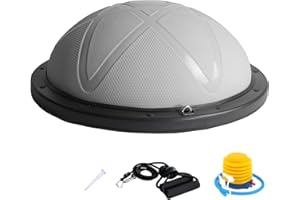 DH FitLife Balance Ball, Yoga Balance Trainer Φ60×22cm, Maximum Load 200 kg, Half Exercise Ball for Core, Balance & Strength Training, Balance Board with Pump and 2 Fitness Bands