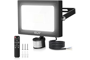 CLY Reflektor LED 60 W z czujnikiem ruchu, pilot zdalnego sterowania, 5640 lm, super jasny, 6500 K, zimna biel, IP66, wodoszczelny, zewnętrzny, regulowany stopień jasności, reflektor do ogrodu, garażu