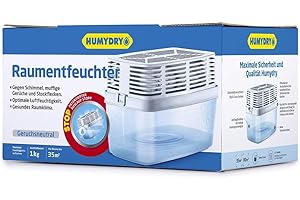 Déshumidificateur Premium 1 Kg - Espaces jusqu'à 35 m2 - Absorbe l'humidité des placards, salles de bains et chambres - Humydry