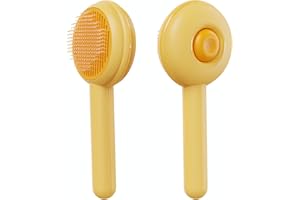 Peticularz Peigne jaune en forme de hamburger pour chiens et chats, toilettage doux, démêlant et massant, toilettage efficace pour animaux de compagnie, design innovant pour une utilisation facile