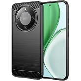 Microcase Honor Magic 8 Lite ile Uyumlu Brushed Carbon Fiber Silikon Kılıf - Siyah AL3332