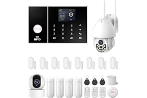 Sistema de Alarma para el hogar LWOHSI de 23 Piezas gsm WiFi + 4G con cámara de 3 MP, monitoreo Profesional 24/7, Compatible con Alexa y el Asistente de Google.
