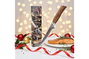 WAKOLI Edib Pro Couteau à Désosser Acier Damas I Lame de 14,5 cm en acier damassé à 67 couches avec noyau VG10 et manche en bois de pakka I Couteau de cuisine professionnel & couteau damassé