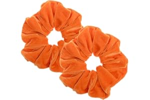 PIDOUDOU 2 Pcs Orange Color Large Velvet Scrunchies for Auldt Women Large Elastic Hair Ties Ropes