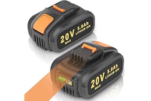 KUNLUN 2X 20V 5.0Ah Batterie Litio per Worx 20V WA3553 WA3556 WA3551 WA3572 WA3551.1 WR142E WX390 WX176 WX178 WU268 WX166.4 WX372.1 WX800 WG259E WA3760 WA3881