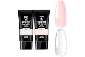 ROSALIND Gel Uñas, 2 Colors 60ml Transparente Rosa Poly Nail Gel para Uñas, UV/LED Rápido Extensión Acrigel para Principiantes, Profesionales y Salón Nail Art