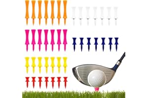 DWFEYOI Plastic Golf Tees, Pack of 48 Tees de Golf en Plastique incassables et Plus épais 32mm/38mm/45mm/51mm/57mm/70mm, réduisent la Friction et Les Tees de Golf latéraux en Plastique, Multi Color Plastic