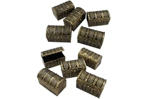 Amusingtao Mini Piraten Schatz Kisten,Schatzkisten,Piraten-Schmuckschatulle,Vintage Schmuck Kiste,Kinder Schatztruhe Aufbewahrung Trunk Für Schmuckschachteln Andenken,10pcs(antique)