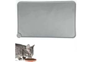 VDFJEK Cat Food Mat, Dog Food Mat, Cat Mats for Food Bowls, cat Feeding Mat, Cat Mat, Dog Mat for Bowls, Dog Mat for Bowls, Pet Mat,Pet Bowl Placement TrayUsed for Cats, Dogs, Pets, Etc(grey 48cm*30cm)