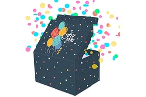 FETTIPOP Boîte Cadeau DIY, Coffret Cadeau Explosion Confettis (points-bleus) 18,5 x 14 x 11 cm, pour Elle et Lui, Fêtes, Anniversaires, Mariages, Événements, toute occasion