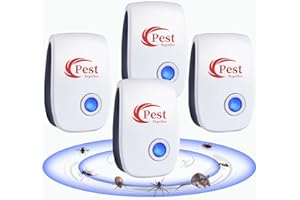 HEEGFF Repellente ad Ultrasuoni per Topi 4 Pack, Antizanzare Repellente Ultrasuoni, Repellente Ultrasuoni Anti Zanzare Elettrico Ultrasuoni Antizanzare per Anti Zanzare, Roditori, Ragni, Formiche