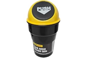 Malabsy Car Mini Trash Can with Lid Garbage Dust Rubbish Bin Universal Fits Cup Holder in Console or Door (Yellow)