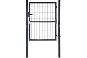 HENGMEI 125 x 100 cm, drzwi ogrodowe, brama ogrodowa, ogrodzenie podwórza wraz z zamkiem, bramą, bramą ogrodzeniową, drzwiami ogrodowymi (antracyt, 125 x 100 cm)