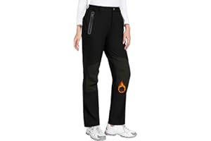 CMTOP Pantaloni Trekking Donna Invernali Termici Pantaloni Sci Impermeabile Felpati Pantaloni Softshell Caldo Larghi Escursionismo Pantaloni Tuta per Montagna Sportivi Outdoor Lavoro con Tasches