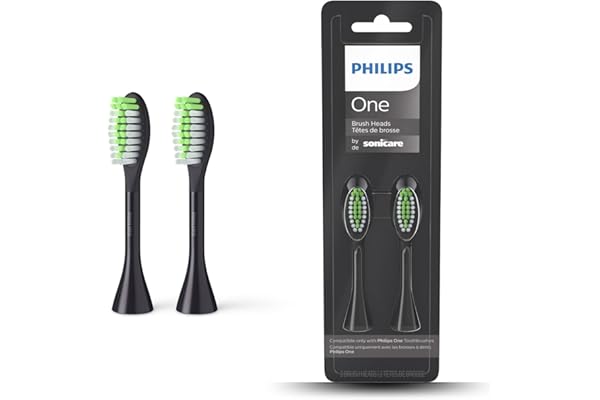Philips One Lot 2 têtes de brosse à dents électrique, Noir intense (Modèle BH1022/06)