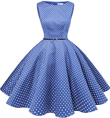 Bbonlinedress 50s Vestidos Vintage Retro Rockabilly Clásico RoyalBlue