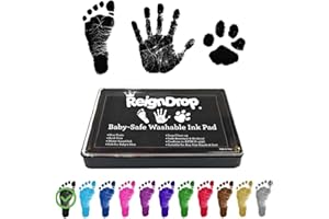 ReignDrop Ink Pad For Baby Footprint & Handprint - Creates Impressive Long Lasting Keepsake Stamp for Infant & Kids. Smudge Proof, Easy to Wipe Off Skin, Safe & Gentle Acid Free(Black)