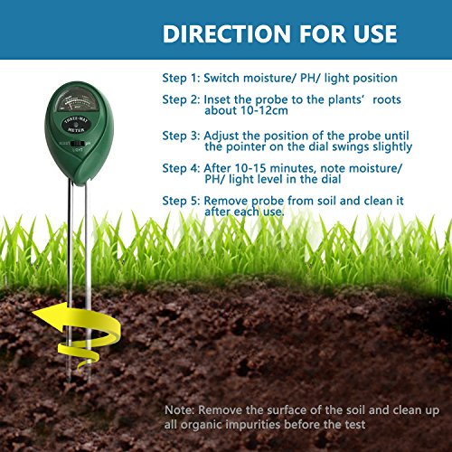Balhvit® 3-in-1 Bodentester, Bodenmessgerät für Pflanzen, Pflanzkübel Boden-pH und Feuchte, Lichtstärke Meter Pflanze Tester für Gartenbau, Pflanzen Wachstum, Rasenpflege (keine Batterie erforderlich) - 4