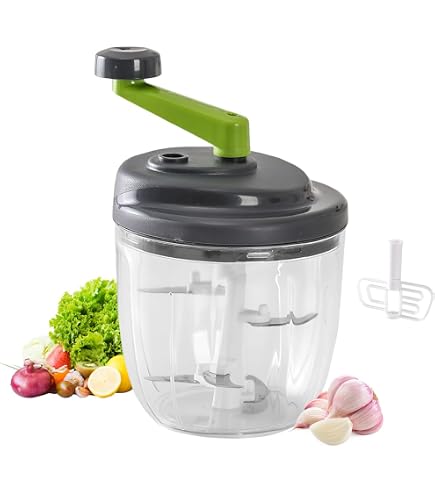 Tritatutto Manuale Regerly 1.5L Con 3 Lame In Acciaio Inox - Per Cipolle, Verdure, Noci, Carne, Colore Grigio Argento