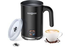 Milk Frothers, 4-in-1 Automatic Warm and Cold Milk Foamer,PARIS RHÔNE Electric Milk Frother and Steamer for Coffee, Milk Warmer, Foam Maker for Latte, Cappuccino, Macchiato (Black)