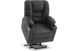 M MCombo Fauteuil électrique avec 3 Moteurs, Dossier et Support de Jambe réglables, Fonction Relaxation et Couchage jusqu'à 170°, Appui-tête réglable 7550 (Gris foncé)