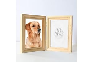 LEcylankEr Empreinte Chien Chat, Cadre Photo avec Kits de Moulage et D’Impression, Kit pour Empreinte Animaux pour Photo 8 x 12 cm, Cadre Photo Commémoratif pour Animaux de Compagnie (Bois)