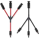 1Y3 Solar Cable Y-Splitter, 4 mm², 1 Pair Solar Panel Y Connectors, 12 AWG Y Plug, Photo Voltage Cable, Y Plug, 1Y3 Plug Pair