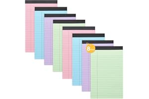 DEFRESIT 8 Packs Note Pads, A5 Legal Pad, 50 Sheets Ruled Refill Pad, Double-Sided Printing Writing Paper A5 Lined Paper, Writing Notepads for School, Home, Office, 12.7 x 20.3cm/5 x 8in, Colorful