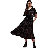 Sheetal Associates Women's Maxi Geometric Print Crepe Flared Sleeve Casual Dress