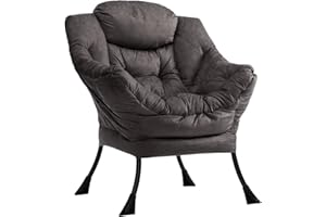 HollyHOME Poltrona Relax Poltrona da Lettura Poltrona Salotto con Braccioli Poltrona Camera da Letto Sedia Relax in Acciaio, Marrone Grigio