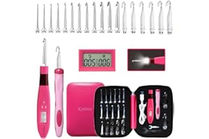 Knitiss Counting Crochet Hook Set Digital Crochet Hooks Set, Light Up Crochet Hooks for Stitch & Row Counter,18 Different Size Interchangeable Crochet Needle 2.0~14.0mm