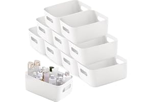 SHEPIN 10 Stück Aufbewahrungsbox Kunststoff Große Weiß 30x20x12cm, Aufbewahrungsboxen mit Griff, Boxen Aufbewahrung Badezimmer Organizer Box Küche Plastik Aufbewahrungskorb & Behälter(Weiß-30cm)
