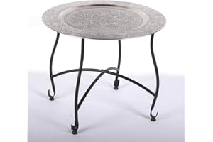 Casa Moro Oriental tea table Side table with silver tray „Safi D50“ Handmade garden balcony camping table from Marrakesh Moroccan coffee table TA7070