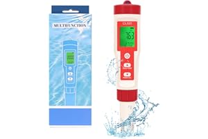 OBEST Miernik chloru basenowego 5 w 1, PH Clore ORP H2, cyfrowy tester wody basenowej, przenośny tester wody z wyświetlaczem LCD, do wody pitnej, basenu, spa lub laboratorium