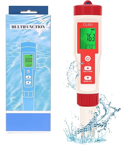 Pool Chlor Messgerät YINMIK Digital pH Tester 7-in-1 Salzmessgerät für SPA Salzwasser Pooltester pH und Chlor Messgerät Wasser ORP TDS EC Tester für Pool, Whirlpool, Hydrokultur, Aquarium
