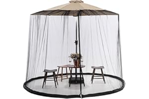 LIVEGO Siatka parasolowa, moskitiera, parasol tarasowy, siatka do parasola tarasowego, 19 m, do ogrodu, na patio z siatką poliestrową, podstawa do napełniania (czarny, 300 x 230 cm)