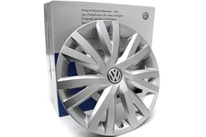 Volkswagen 5G0071456YTI 5G0071456 YTI kołpaki ozdobne do felg stalowych – 4 sztuki, srebrne (srebro brylantowe), 16" cali