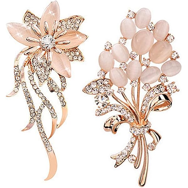 Broche Femme Élégante JEYORZY - Fleur Strass Et Cristal - Broche Vêtement Vintage - Cadeau Saint-Valentin