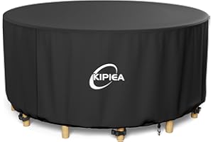 Kipiea okrągły pokrowiec na meble ogrodowe Wodoodporne, 420D tkanina Oxford okrągły Zewnętrzny Pokrowce na stół, patio pokrowiec na Stoły wiatroszczelny, anty-UV, Brak rozdaracia - 183x71cm