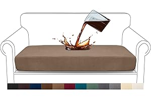 Granbest Premium Water-Repellent Sofa Seat Cushion Covers High Stretch Jacquard Fabric Couch Seat Slipcover Protector for 2 seater sofa (2 seater, Camel)