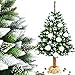 Produktbild M&W Weihnachtsbaum Christbaum Kiefer künstlich im Topf Jute FICHTE NATURSTAMM Diamantkristalle Weiss Baumstamm aus Echtem Holz Tannenbaum Höhe 160 cm / 180 cm / 215 cm