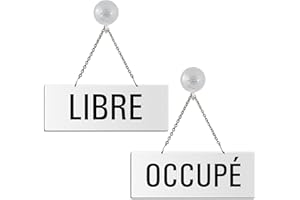 OFFORM DESIGN Panneau recto-verso Libre + Occupé 175x65 mm en Aluminium blanc + Ventouse 31266-WS