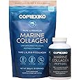 CORREXIKO Marine Collagen Powder & Capsules 30 Day Supply - 10,000mg Powder & 2,000mg Capsule Double Hydrolysed Type 1,2,3,4 Collagen Peptides Per Serving with Added Vitamins - for Hair, Skin & Nails