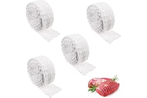GVPOELR Arrosto in Rete,4 Rotoli di Rete Elastica da Forno, Rete per prosciutto da 300 cm, per arrostire, cuocere e conservare Carne, prosciutto e Salsicce