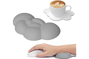 Attack Shark Maus Wolke Handgelenkauflage mit Untersetzer, Ergonomische Tastatur Handgelenkauflage aus Memory-Schaum mit Massage, Handballenauflage für Laptop, Computer, PS4, Spiele, Büro -Grau