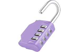 ZHEGE Combination Padlock, Combination Padlock for the gym (1P, purple) | 4-digit combination lock, cabinet lock, padlock, combination, weatherproof, suitable for garden gates, doors and garages