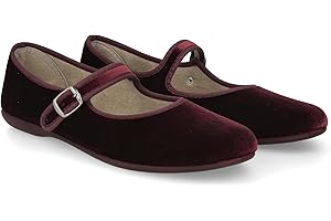 PAYMA - Merceditas Mujer de Terciopelo. Bailarinas Planas Sandalias Casual Mary Jane Cómodas. Hechas en ESPAÑA. Cierre Hebilla. Color Negro y Burdeos