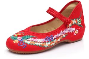 YUNPENG Chinese Traditional Embroidery Flats Shoes Women's Girl Mary Jane Ballet Yoga Shoes Rubber Sole